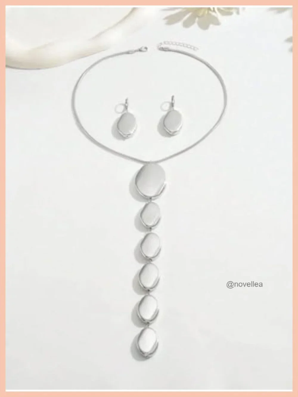 2PCS Geometric Y-Necklace and Earrings Set with Snake Chain